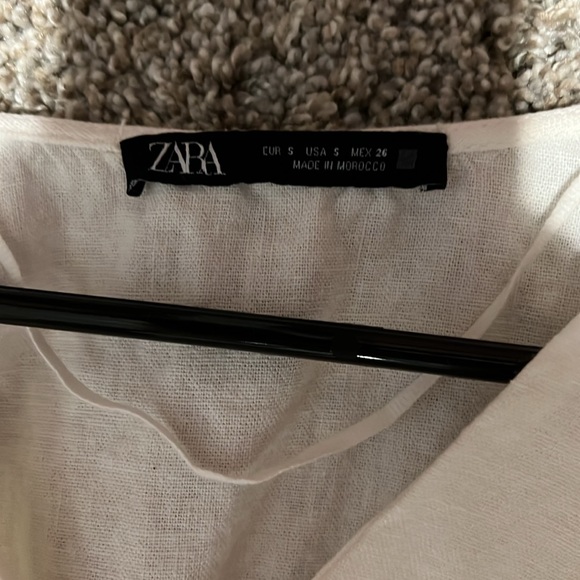 ZARA OYSTER WHITE LINEN BLEND DRESS SIZE SMALL FITS UP TO A MEDIUM - Picture 8 of 11